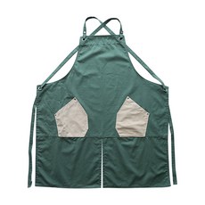 UNICOSY 防水棉質大口袋交叉帶圍裙, 01 綠色, 1個