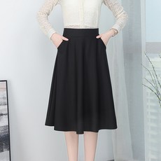 엘쏘 여성용 미디 플리츠 밴딩 플레어 A라인 스커트