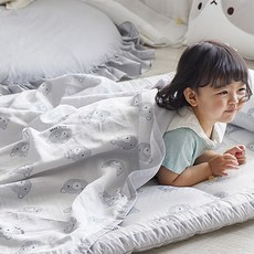쉬즈홈 국내제조 인견 유아 여름이불, 파파 그레이