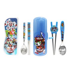 LE BARN 衝鋒戰士7孩童餐具組, 混色, 學習筷餐具組+一般餐具組+餐具盒 2入