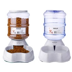 DING DONG PET 寵物半自動蘋果飲水器+餵食器組合, 灰色, 1套