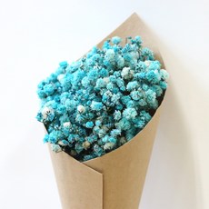 ROMANTIC NOVEMBER 永生乾燥花迷你牛皮紙花束, 滿天星 天藍色