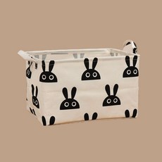 올하이 패브릭 사각 의류 책 화장품 보관바구니, 23 흑백토끼, 2개