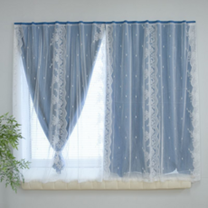 秘密花園 簡約遮光窗簾, 碎花藍