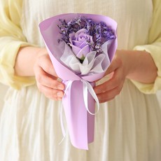 ScentBasket 香皂玫瑰星辰花鮮花永生花單支花束, 紫色