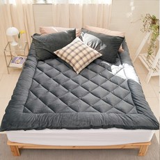 SIMPLUX 素色絎縫超細纖維薄床墊, 深灰色