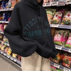 PEONIST 圓領刷毛寬鬆連帽T恤