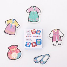 써니엔조이 제로웨이스트 식물성 셀룰로오스 한복 수세미 5종 박스 패키지 세트, 1세트