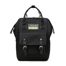 JH Company 粉彩搭扣大容量後背包, 黑色