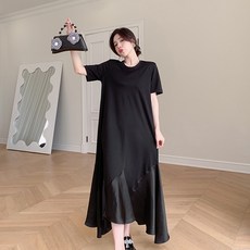 레몬소울 오슈 샤틴 플레어 반팔 원피스 빅사이즈 포함