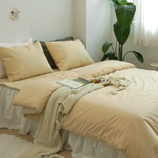 EIGHT ROOM 簡約飯店風高密度60支棉酵素水洗薄被, 奶油黃色