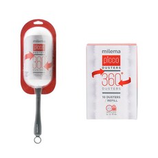 milema 短柄除塵撢子+補充包, 白+灰, 1套