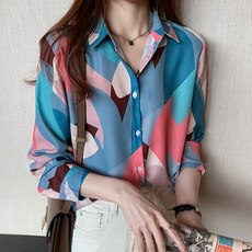 LUNAGIRL 幾何圖案長袖襯衫