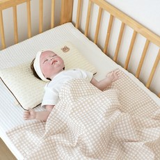 BABY&I 嬰幼兒雙層紗布毯, 格紋米色