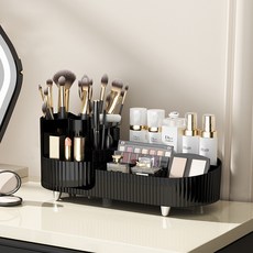 EVER HOUSE 桌上型大容量化妝品收納整理盒, 黑色, 1個