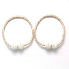 지앤와이 珍珠磁吸窗簾綁帶, 2個, 奶油色