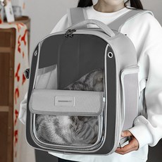 DING DONG PET 寵物透明口袋網眼後背包外出包, 1個, 灰色