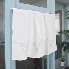 WOOREEDECO 咖啡圖案刺繡窗簾, 米白色