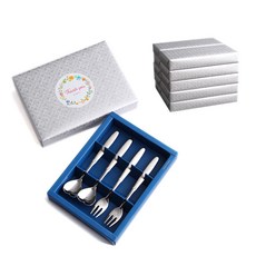 Inspoon 天使之心茶匙叉謝謝禮品套組, 10套, 茶匙 2p + 叉子 2p + 貼紙 + 禮品包裝