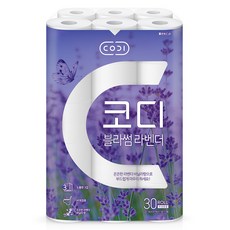 CODI 3層花朵薰衣草高級捲筒衛生紙, 1個, 30捲
