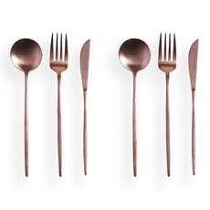 Mariposa 餐具甜點 3 種 x 2 套, 玫瑰金, 1組, 2p 甜點湯匙 + 2p 甜點叉 + 2p 甜點刀