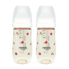 iBYEOL Friends 韓國製造 嬰兒蘋果櫻桃 PPSU 奶瓶 270ml 雙入組, 不含奶嘴, 白色, 2個