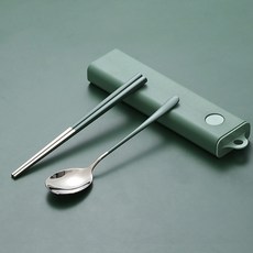 Dometopia DOTO 食道樂便攜式餐具組, 1套, 綠色, 湯匙 + 筷子 + 收納盒