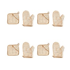 方格微波爐和烤箱手套 4入+隔熱墊 4入, 類型 2, 1套