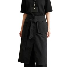 네오 앞트임 카페 주방 방수 허리 앞치마, 블랙