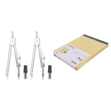 deLi 數學教學工具 活頁本打孔有線文件筆記A4黃色5p+金屬羅盤銀色2p套組8601, 1套