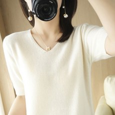 솔레일 여성용 슈렌 브이넥 반팔 니트