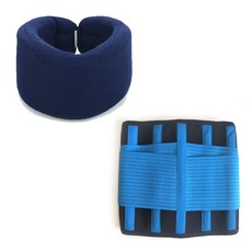 에이치케이트레이딩 목 허리 보호대 서포트 세트 블루, 1세트