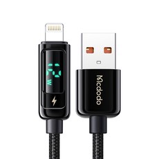 Mcdodo 麥多多 數位顯示 USB A-Type to Apple 8-pin Lightning 高速充電線, 1.2m, 黑色, 1個