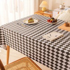 MarketA 彩色棋盤格桌布, 黑色, 1個, 90 x 150 cm