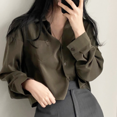 PEONIST 女款翻領排扣罩衫襯衫