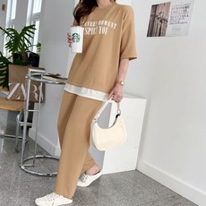 NANING9 TAPAZ層次感短袖T恤 + 九分褲套裝