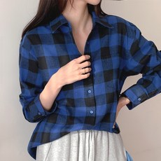 Dear Laura 女款標準版型牧羊犬線條格紋襯衫 IP_S012