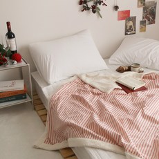 CASA VERDE Merijou 紅色條紋人造羊毛色織棉雙面毯