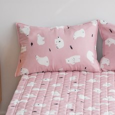 g BEDDING 雪花熊莫代爾枕頭套 + 枕芯套組, 粉紅色, 1個