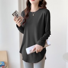 리치언니 찰랑 슬림핏 롱 힙커버 스판 필라테스 긴팔티