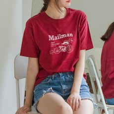 험블스튜디오 여성용 통기성 레트로 프린팅 여름 기본 20수 면 반팔티 KK_05_086