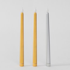 joyparty LED長錐形蠟燭 金色 2入 + 銀色 套組 20cm, 金色, 銀色, 1套