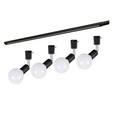 원하 레일 1m + LED 자유봉 4구 볼구 숏타입 전구색 세트, 블랙, 1개