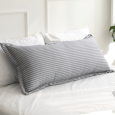 條紋靠墊套 L號, 灰色