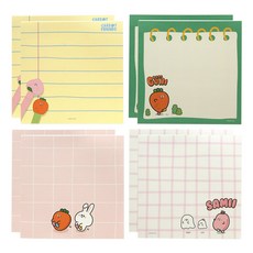 粉紅腳蘿蔔年糕備忘錄紙 ver 5 4 種 x 2p, 混色, 1套