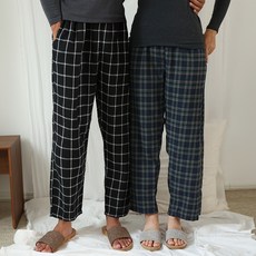 테라우드 남녀공용 클래식 면 기모 체크 파자마 바지 F타입 2p