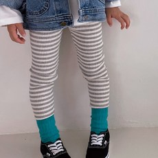 孩童條紋羅紋內搭褲