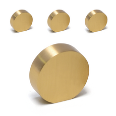 黃銅圓扁形櫥櫃把手 金色, 4個