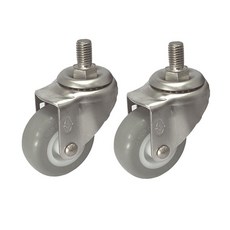 MASTER. S 不鏽鋼 腳輪 輕量型 DS 22 系列 DS 2230 MRP-BT 7.6cm 不鏽鋼 灰色橡膠 (灰色) 螺栓-(BT), 2個