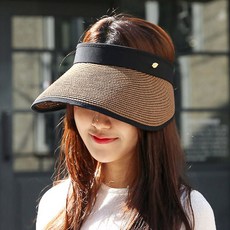 Westmove 草編鋼絲可折疊夏季遮陽空頂帽 DJA 巧克力色